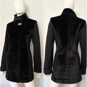 💥SALE💥NEW WOMEN‎ BLACK COAT STAND-UP COLLAR SNAP CLOSURE LINED JACKET PEACOAT